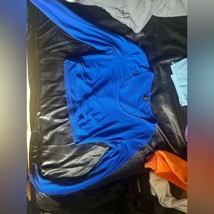 Long blue sleeved crop top